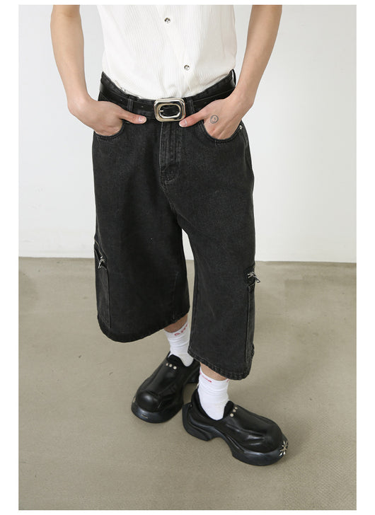 Shorts de Mezclilla Holgados Personalizados para Hombre - Estilo Street Cropped - Image 8