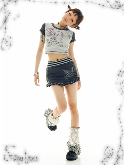 Camiseta Gris Claro para Niña con Estampado Pintado a Mano - Image 9
