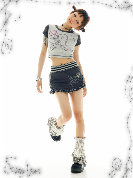 Camiseta Gris Claro para Niña con Estampado Pintado a Mano - Image 9