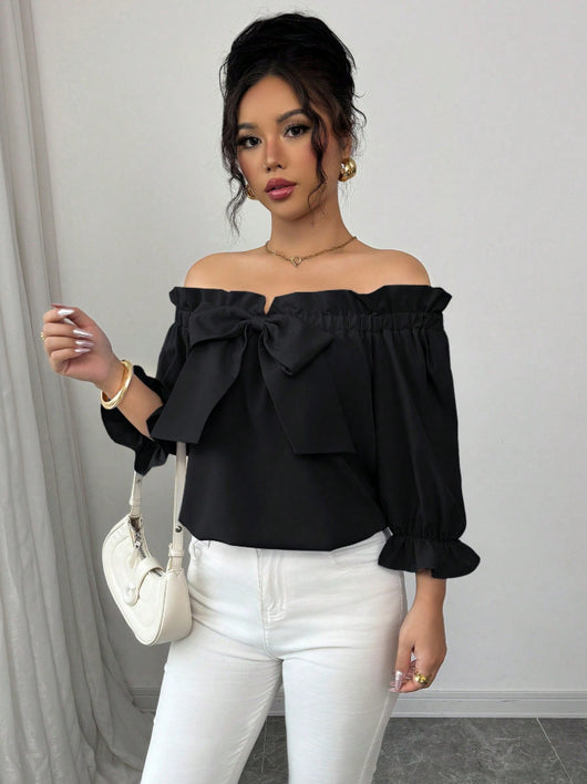 Blusa Cuello Barco con Volantes y Detalle de Moño - Image 22