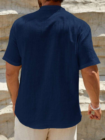 Camisa Casual de Manga Corta con Cuello Parado - Transpirable y Versátil - Image 30