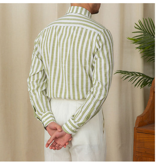 Camisa de Algodón a Rayas para Hombre - Estilo Ejecutivo Casual - Image 4