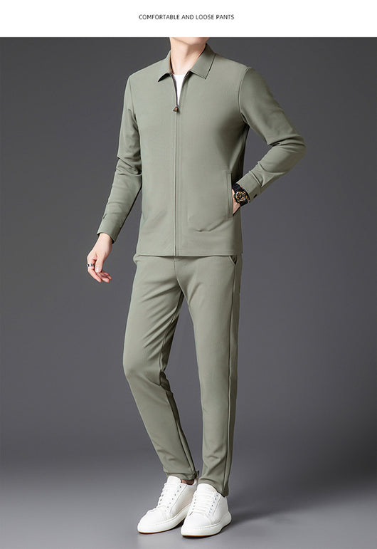 Conjunto de Dos Piezas para Hombre: Cardigan con Cierre y Pantalones Trendy Otoño - Image 26