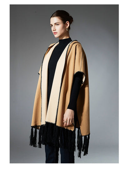Poncho Hoodie con Borlas - Abrigo Versátil para Otoño e Invierno - Image 13