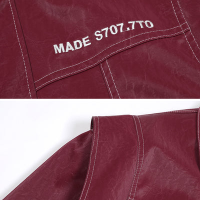 Chaqueta de Cuero PU con Costuras de Diseño y Solapa - Image 3