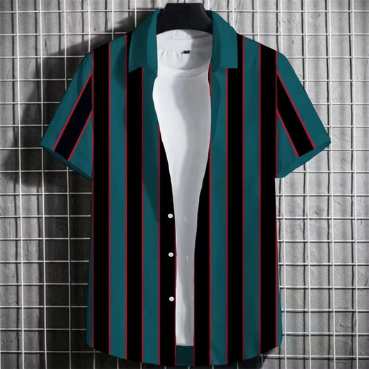 Playera Hombre Rayas Estampado 3D Manga Corta - Image 14