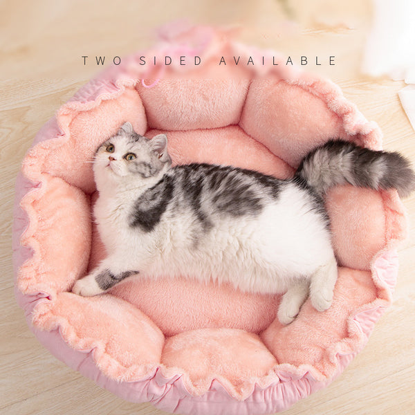 Cama Suave Floral para Mascotas Pequeños - Nido Acogedor para Perros y Gatos