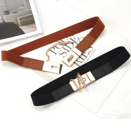 Cinturón Corset Elástico Retro para Mujer con Falda Decorativa - Multiusos