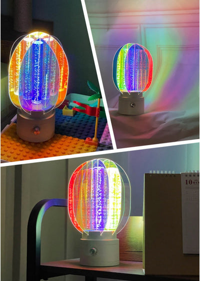 Lámpara Nocturna Creativa con Carga Inalámbrica, Atenuación y Rotación de Ambiente - Image 11