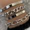 Simple And Smooth C-shaped Hollow Chain Bracelet Set Silver Plated Set