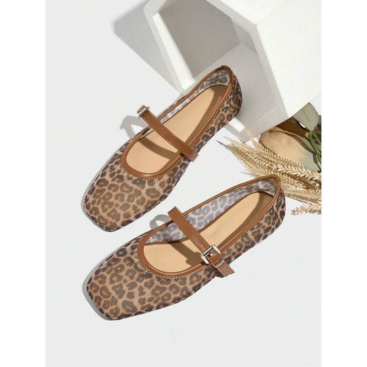 Sandalias Mary Jane Estampado Leopardo con Malla Transpirable para Mujer - Image 2