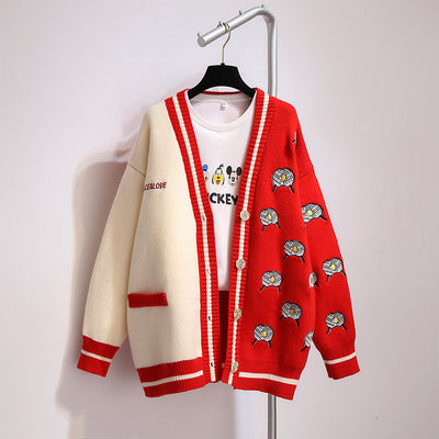 Cardigan Tejido Bicolor con Bolsillos - Estilo Moderno para Mujer - Image 8