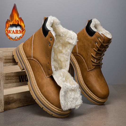 Botas Vaqueras Western para Hombre Invierno Cálidas Suela Gruesa Estilo Retro