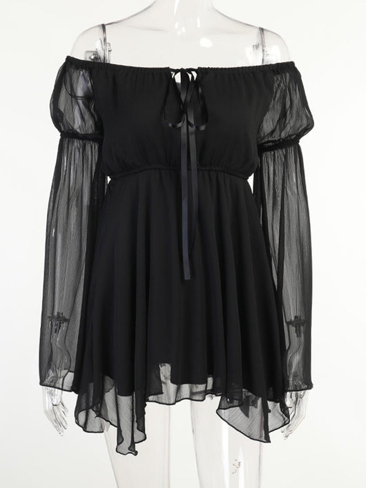 Vestido Asimétrico de Hombro Único con Falda Corta - Image 12
