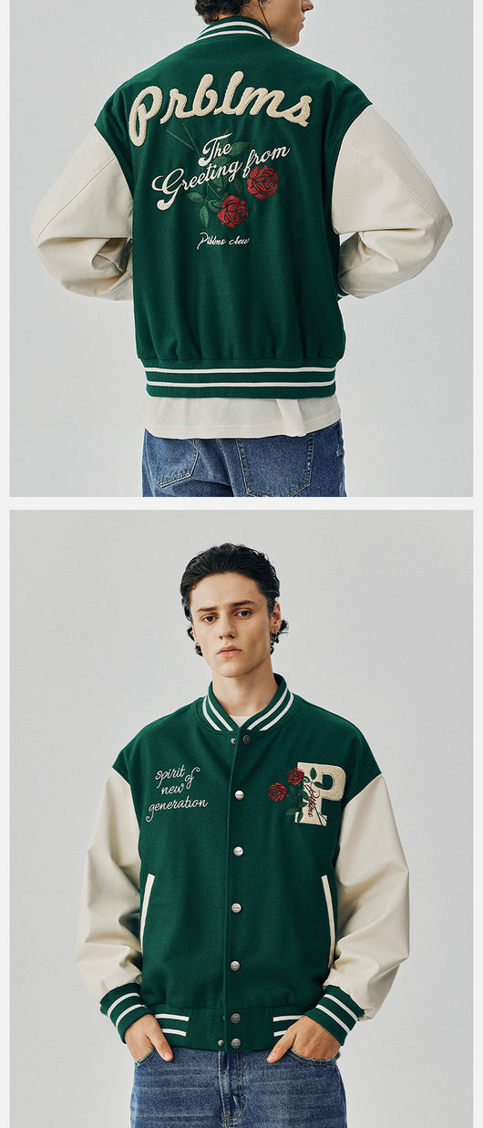 Chaqueta Deportiva Bordada con Rosas - Estilo Urbano Oversized - Image 10