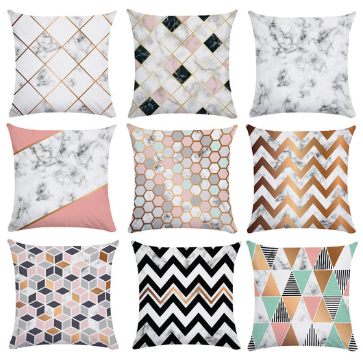 Funda de Almohada Mármol Geométrico Felpa Suave - Image 6