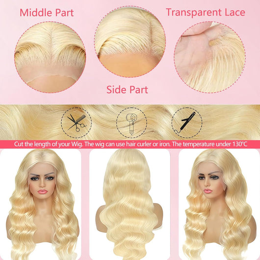 Peluca Sintética Ondas Grandes Encaje Frontal Tejido a Mano Cabello Largo Dorado - Image 12