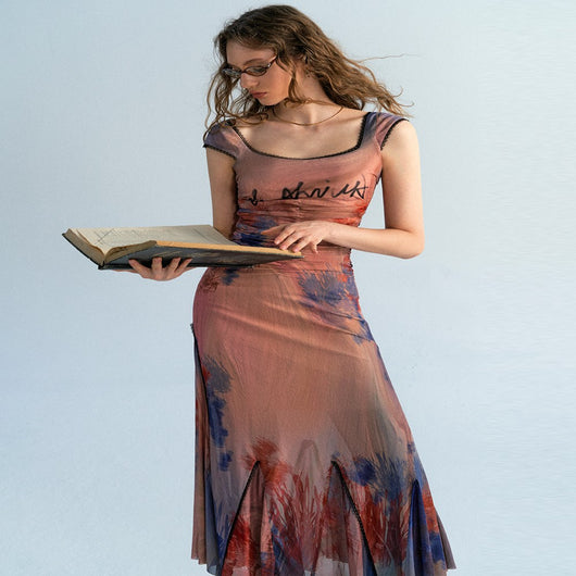 Vestido Estampado con Pintura al Óleo de Tonos Suavizados - Image 6