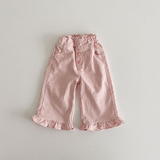 Pantalones Anchos de Niña con Detalle de Encaje y Oreja Retro - Moda Casual Primavera - Image 7