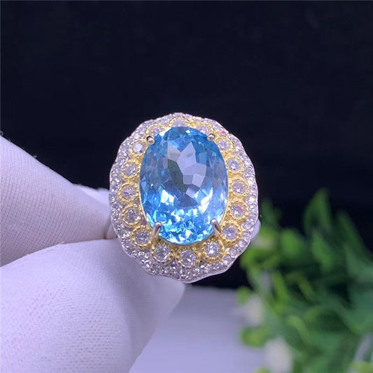Anillo de Plata con Topacio Azul Incrustado - Image 2