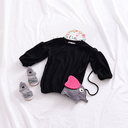 Blusa Infantil Primavera con Mangas Linterna - Colores Sólidos - Image 9