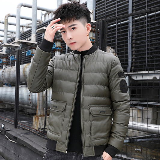 Chaqueta de Cuero Coreana para Hombre - Abrigo de Invierno Elegante y Cálido