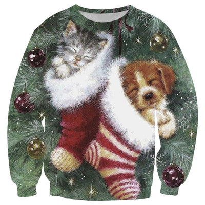 Sudadera Navideña Papá Noel 3D Manga Larga Cuello Redondo Oversize - Image 7