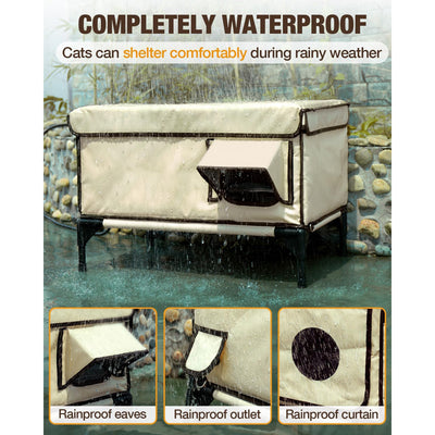 Casa Elevada para Gatos con Tubo PVC y Tela Oxford Impermeable - Image 10