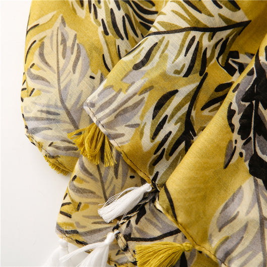 Pañuelo de Seda Estampado con Hojas de Plátano y Jengibre Japonés - Image 6