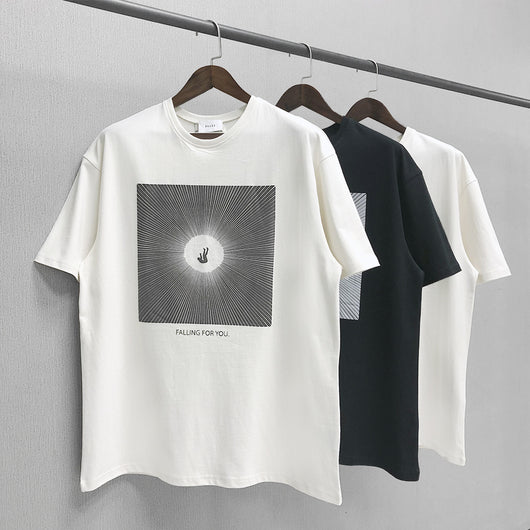 Camiseta Suelta de Manga Corta para Parejas - Estilo Urbano Moderno - Image 10