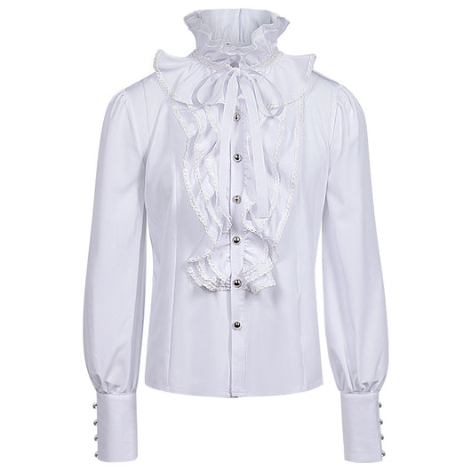 Camisa Plisada Steampunk Victoriana para Hombre con Capas - Image 6