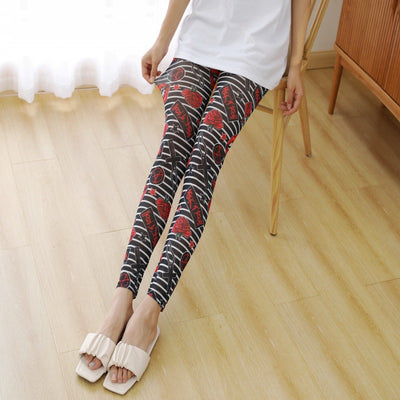 Leggings de Malla Transparente para Mujer - Pantalones Elásticos Estampado Flores - Image 3