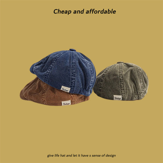 Gorra de Ocho Paneles Pana Hombre Estilo Retro Literario Japonés - Image 2