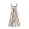 Jumpsuit Estampado con Cuello en V, Cintura Anudada y Volantes