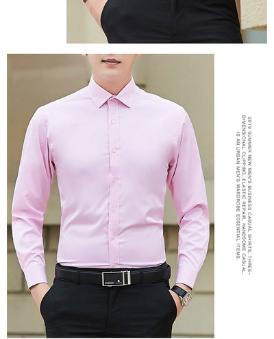 Camisa Blanca de Manga Larga Estilo Coreano para Hombre - Image 13