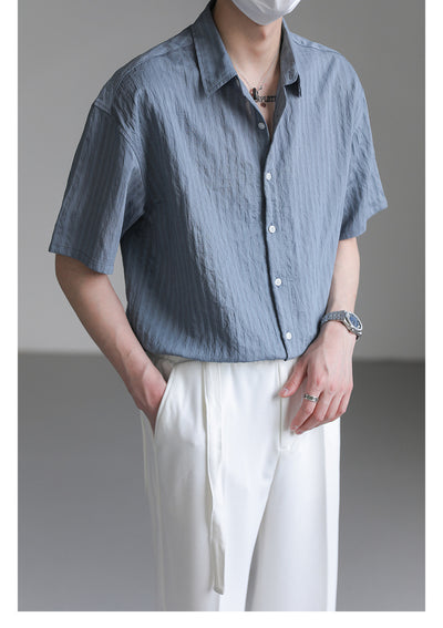 Chaqueta Camisa Hombre Corte Maduro con Mangas Drapeadas - Image 19