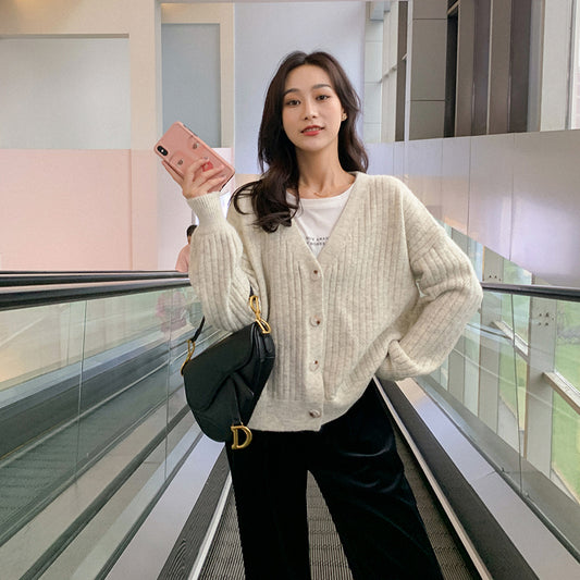 Chaqueta de Punto Japonesa Estilo Relajado para Primavera y Otoño