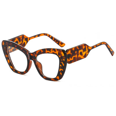 Pink cat-eye sunglasses with green temples and brown to pink gradient lenses on a white background. - Image 11