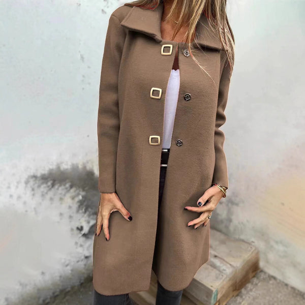 Abrigo de Lana para Mujer de Largo Medio con Diseño Cruzado Simple