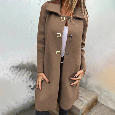 Abrigo de Lana para Mujer de Largo Medio con Diseño Cruzado Simple - Image 2