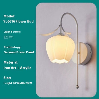 Lámpara de Pared Estilo Crema Flor de Orquídea para Mesita de Noche - Image 8
