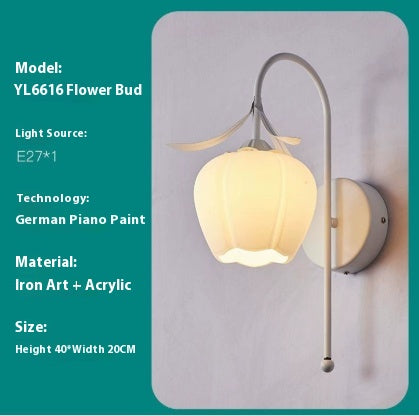 Lámpara de Pared Estilo Crema Flor de Orquídea para Mesita de Noche - Image 8
