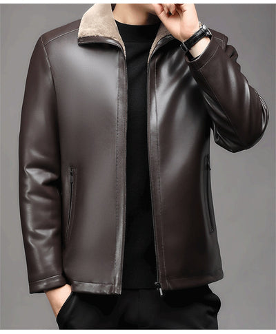 Abrigo de Cuero Premium con Cuello de Piel y Forro Polar Térmico - Image 18
