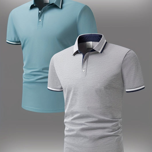 Camisa Manga Corta Hombre con Cuello Bicolor Azul y Rosa - Image 12