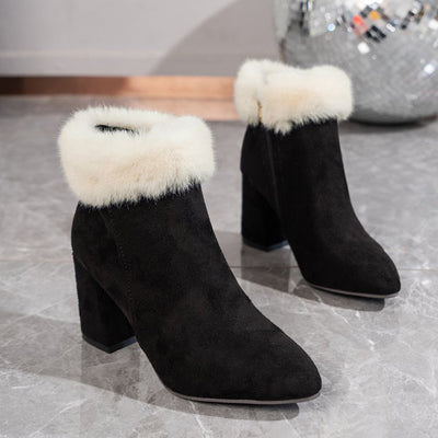 Botas Tobilleras de Ante Cuadro Escocés con Tacón Cuadrado - Comodidad y Estilo para Otoño e Invierno - Image 19