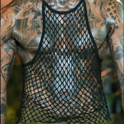 Chaleco de Malla Transparente Estilo Europeo y Americano para Hombre - Image 3
