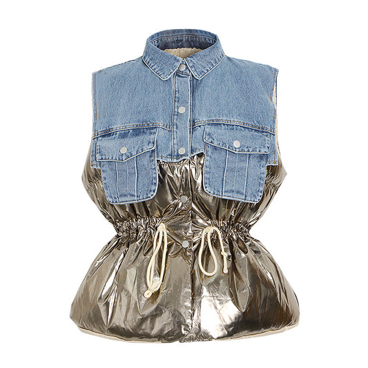 Chaleco Denim Casual para Mujer con Costuras Decorativas - Image 2
