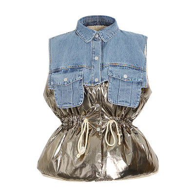 Chaleco Denim Casual para Mujer con Costuras Decorativas - Image 2