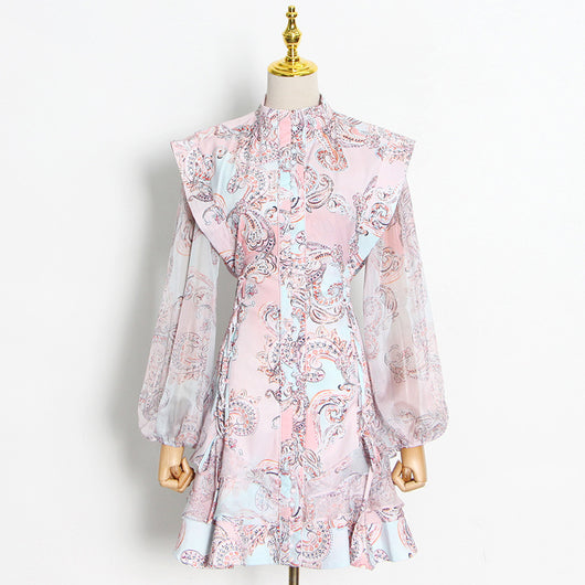 Vestido Ejecutivo Mujer Cuello Alto Ajustado con Detalles en Malla - Image 10