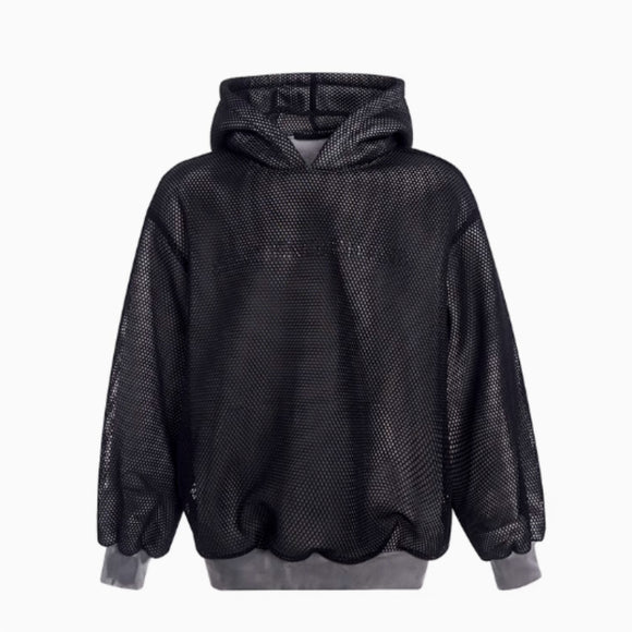 Suéter Hoodie Tejido Calado con Forro Polar para Hombre